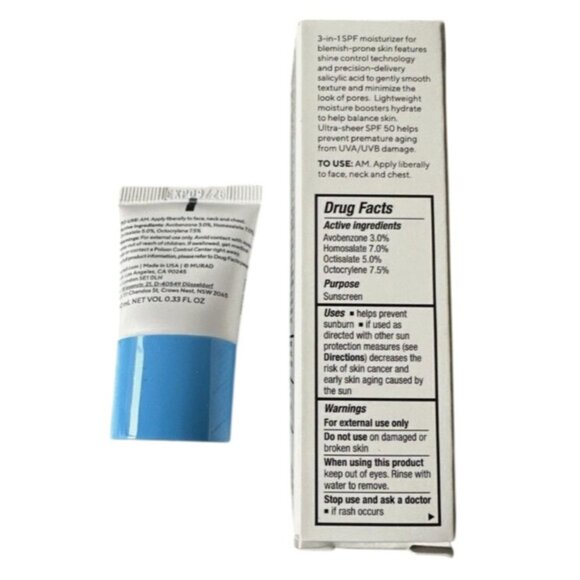 Murad Superactive Moisturizer SPF 50 Mattifying Oil + Pore Control 0.33oz/10mL - Picture 2 of 2
